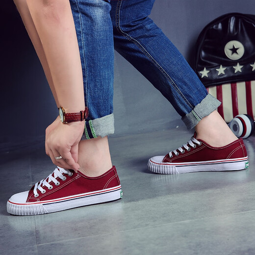 Lorenbond Suits gebrochene Größe Processing Schuhe für Herrenschuhe für Frühlings -Herrenschuhe für Schuhe für Männer und Frauenpaare lässige Laufschuhe [Breakgröße Processing] 6625 Burgundy 40 Frauenstil (normale Sportschuhe) (normale Sportschuhe)