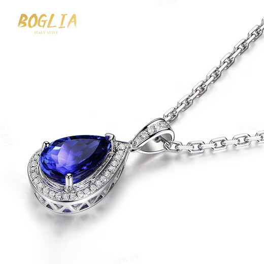 BOGLIA brand necklace for women, tanzanite inlaid with diamonds, 18 gold K pendant, clavicle chain, New Year's birthday gift, 1.2 carat tanzanite necklace