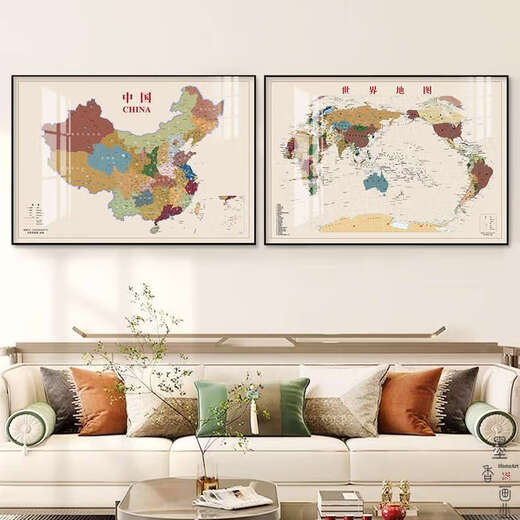 初构想客厅装饰画沙发背景墙中国世界地图办公室挂画各省份地图书房卧室 河北省 150100cm横版尊贵黑框时尚百搭