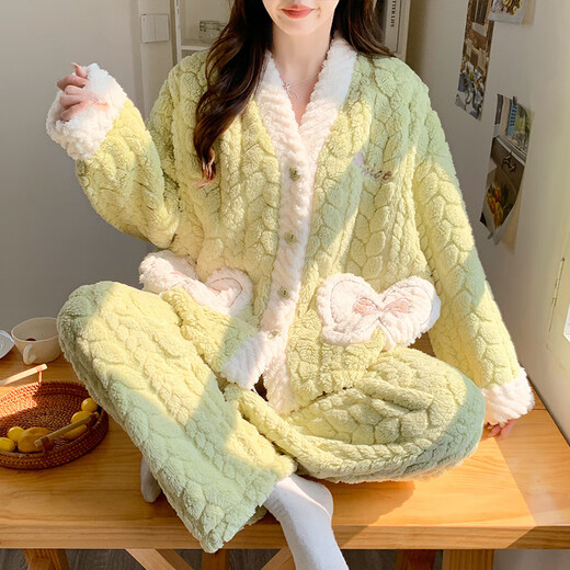 Yu Zhaolin coral velvet pajamas for women in autumn and winter 2024 new plush thickened winter flannel home clothing set winter MY-9925 velvet L 165