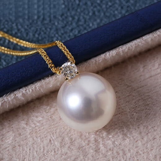 君魄海水珍珠吊坠澳白王妃级南洋白银项链正圆大颗粒锁骨链的 925银款圆珠14mm