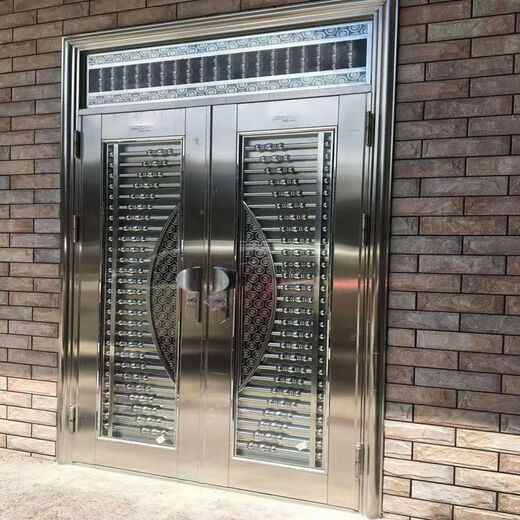 勤凯304不锈钢对开门农村自建房入户门别墅防盗进户门厂家直销双开门 福字款【定制-测量价】