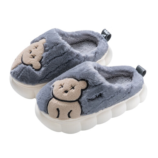 Pig Daddy Boys Cotton Slippers Winter 2024 New Indoor Children's Wool Slippers Girls Baby Non-Slip Big Children's Home 38/39