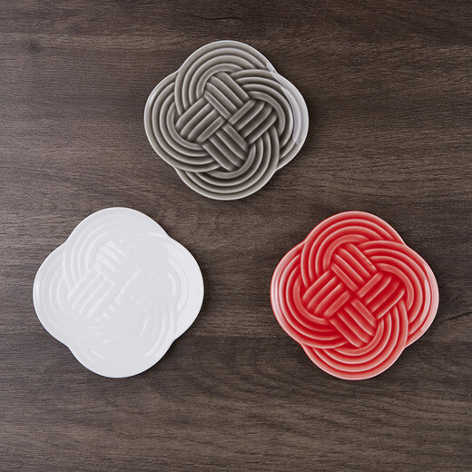 Agua mínima japonesa importada original para atraer nudos japoneses y postres de vajilla de cerámica y postres para uso del hogar 13053-12805 Placa grande Rojo 9.92 pulgadas
