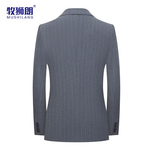 Mushilang sheep wool suit men's high-end business professional formal groom's vertical striped wedding dress for men