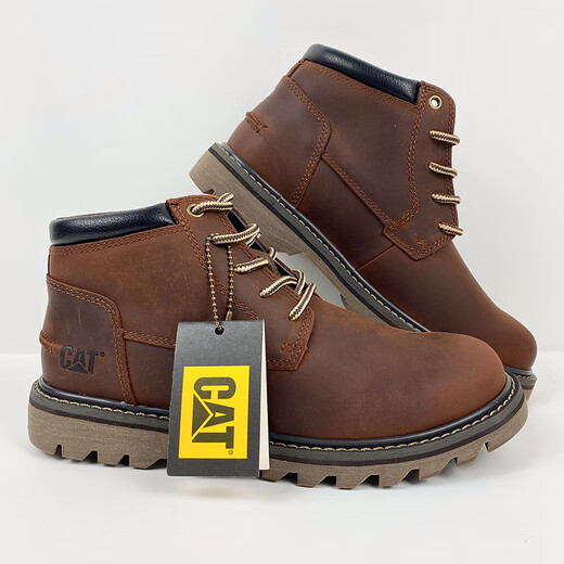 Carter Cat Herrenschuhe Klassiker Große gelbe Stiefel hohe Top Leder Martin Stiefel im Freien runden Zehen nicht rutsch mittelgroße obere Arbeitspeare Herrenschuhe gelbe 39 Lederschuhe Größe