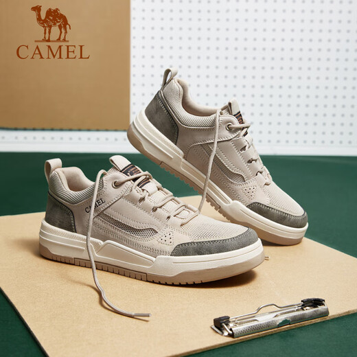 骆驼（CAMEL）男士潮流复古拼接运动休闲板鞋 G13S309046 米白 41 