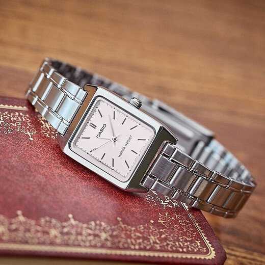 Casio (CASIO) watch women's small square ins Internet celebrity retro student exam fashion versatile simple pointer quartz women's watch gift LTP-V007D-4E pink plate steel belt