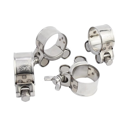 Jinchao 304 stainless steel hand-twisted strong hoop butterfly clamp pipe hoop throat hoop fixed water pipe trachea clamp pipe clamp 29-31mm (304 strong hoop) 1 inch