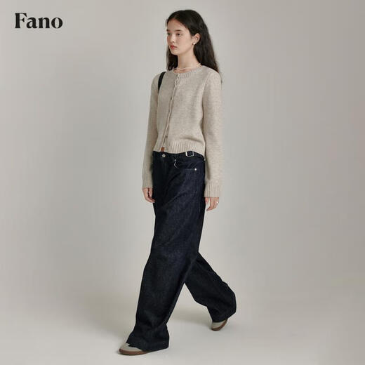 Fano studios Fan Luo Cocoon Style Very Wide Feeling Original Color Jeans Women's 2025 Autumn New Metal Buckle Waist Slimming Wide Leg Pants Original Color Denim Blue L (Second Batch)