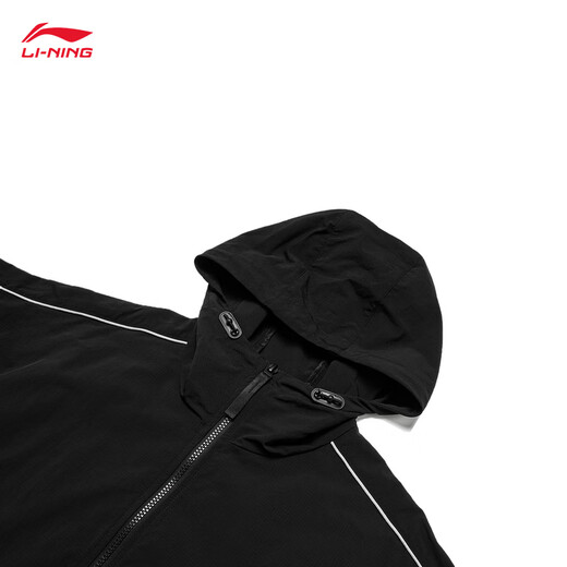 Li Ning Lotus Leaf Protective Trench Coat丨Sports Trench Coats Men and Women's Same Summer Water-Repellent Outdoor Mountaineering Suit Loose Jacket [Trendy and Fashion] Black 695-1 2XL