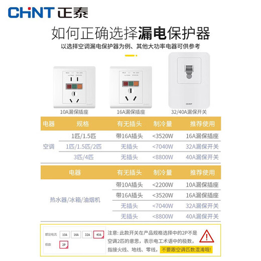 Chint (CHNT) switch socket panel NEL8 leakage protection socket five-hole socket 10A (white 10A)