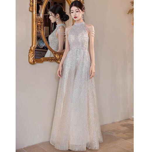 Xiaohanlu High School Entrance Exam Art Exam Dress Halterneck Evening Girl Feeling 2025 New Host Performance Birthday Party Adult Ceremony Dress Celebrity Picture Color L