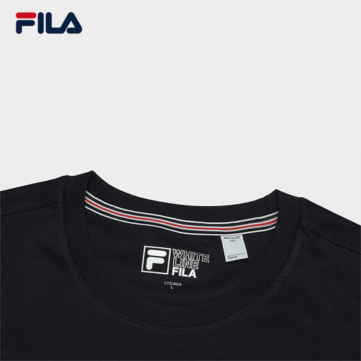 FILA official men's knitted short-sleeved shirt 2025 summer new fashion casual simple basic round neck T-shirt Legend Blue-NV M 170/92A/M