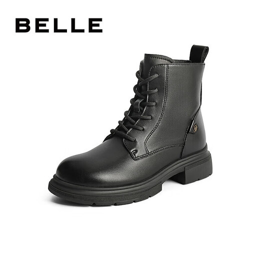 百丽（Belle）七夕礼物舒适马丁靴女商场款真皮时尚靴B7E2DDD4 黑色-单里 36 (230mm)