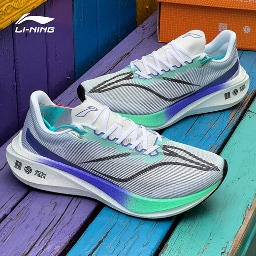 李宁飞电3.0challenger跑步鞋男鞋2023秋冬季新款透气碳板竞速运动鞋 标准白/荧光浅青绿 41