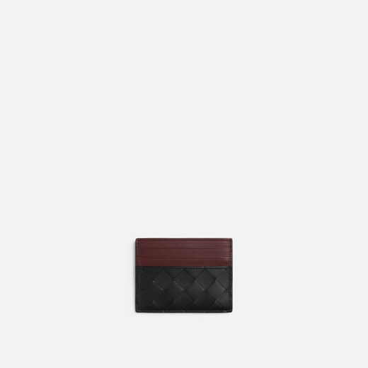 BOTTEGA VENETA Baodiejia 2025 new product Men's INTRECCIATO woven credit card bag Black/Xian Brown Red All-code