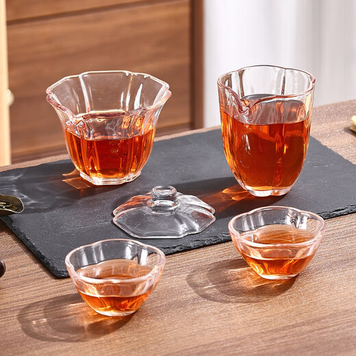 Detif Plum Blossom Glass Tea Set Teapot Kung Fu Tea Home Guest Tea Cup Simple Tea Table Office Tea Making Set Plum Blossom Male Cup/One