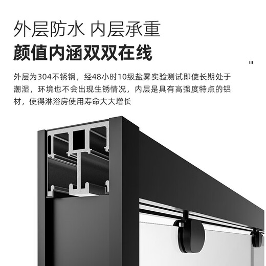 心海伽蓝（SHKL） 淋浴房玻璃隔断浴室家用简易一字形双移门干湿分离卫生间浴屏 1F 黑色透明679/一平方 详询客服