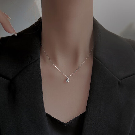 CHOMEL KINSEY sterling silver water drop necklace for women, small design, daily commuting style, high-end clavicle chain, birthday gift for women, zircon water drop necklace - whole body S925 silver