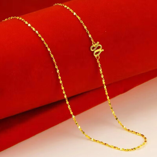 Fat Donglai's same shiny k gold necklace new 24 yellow female 3d hard gold 999 gold not easy to break O-shaped chain O-shaped necklace 1.18g