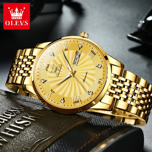 Olevs Swiss Certified Brand Watch Herren Mechanical Watch Luminous wasserdicht vollautomatisch Herren Uhren Business High-End Watch Herren Olevs-6630-Steel-Gürtel Vollgold