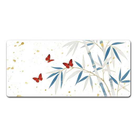 Ruqinlian ancient style mouse pad super large male and female work station office computer desk pad customized e-sports keyboard pad smooth thickened lock edge wrist pad customized anti-slip wear-resistant beautiful poetry 15280 red butterfly 800mm x width 300mm x thickness 5mm
