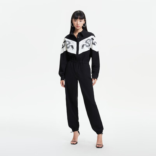 VEROMODA jumpsuit Ji Long Nian series jumpsuit long-sleeved nine-quarter pants for women 3144003 S59 black 155/60A/XS