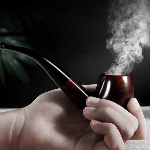 正牌（ZOBO）红檀木手工烟斗过滤芯烟嘴实木老式弯式斗送男士父亲节礼物 ZB-838红檀木烟斗