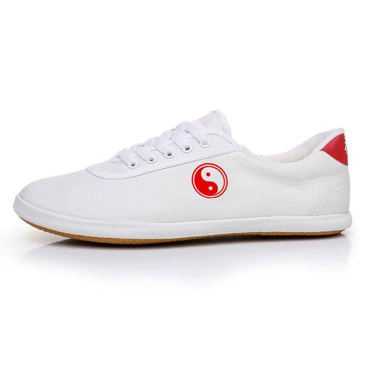 
White shoes, beef tendon sole, men and women canvas casual shoes, practice training shoes, breathable, non-slip, wear-resistant morning exercise shoes, sports shoes, Tai Chi [white], single layer 41 (255mm)