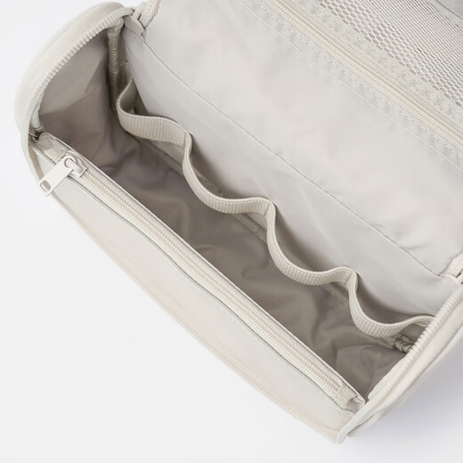 MUJI (MUJI) polyester fiber hanging face wash box Makeup bag travel portable wash bag Beige width 16*long 19*thickness 6cm