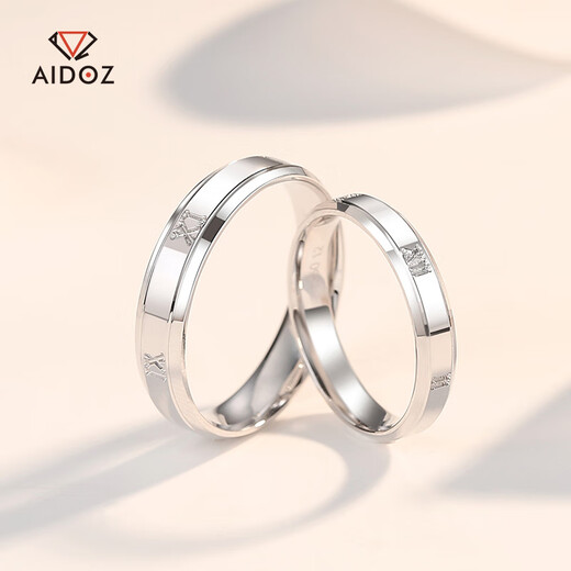 Aido diamond pt950 platinum ring for men and women, romantic Roman numeral platinum pair ring, glossy simple plain ring ring 9#, about 4.20 grams, according to the real hair, the more will be removed and the less will be replenished.
