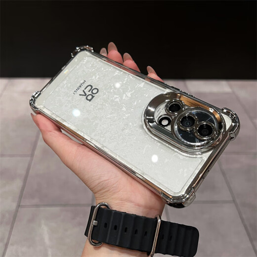 库凯伦（保护镜头）华为nova12pro/nova13手机壳透明气囊防摔套nova12 ultra镜头全包电镀手机保护壳 nova12Pro/12ultra银色-自带镜头膜