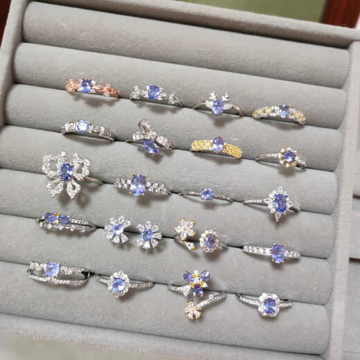 Peso Bird Chinese Valentine's Day gift quality tanzanite ring natural series color treasure women's silver live mouth adjustable crystal opening can be 3-1