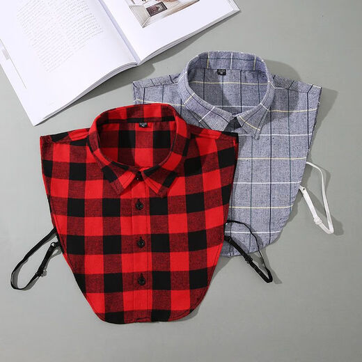 Duoxian Herren gefälschter Kragen neue Baumwollplaid formelle Bekleidungsbank Dekorative Hemdkragen Herbst- und Wintersteuerprofi gefälschter Kragen Einfacher grauer Plaid 3890-120jin [Jin gleich 0,5 kg]