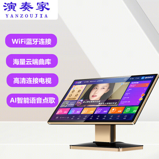 Performer karaoke machine home all-in-one machine 2025 new touch screen karaoke station smart KTV million song library WiFi network home theater karaoke equipment HD jukebox 24-inch new smart karaoke machine 60 million cloud music library aluminum alloy desktop model 2T hard drive can store 40,000 songs