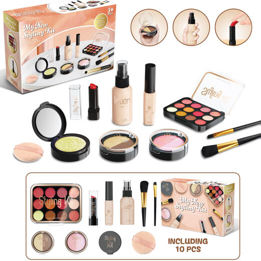 AI Style Baby Cosmetics Simulation Children's Cosmetics Play House Makeup Toys Toys Girl Princess Adorn Makeup Pink Set (Ensemble de 12 pièces) pas s'appliquer (pas de couleur)