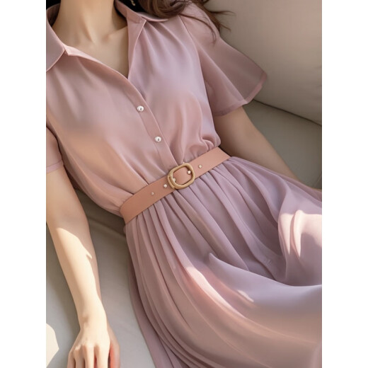 萧遇（XIAOYU）2025年春天夏季最新款品女士装法式短袖连衣裙小个子显瘦气质衣服 连衣裙 L 108-118斤