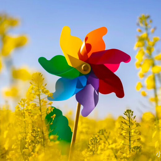 Decoración del molino de viento de la casa de productos completos coloridos de madera de madera al aire libre de color giratorio de kindergarten de plástico que sostienen juguetes de molino de viento de gran tamaño. Molillas de viento aleatorias (longitud de poste 60, diámetro 32 cm)