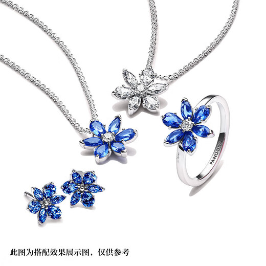 PANDORA sparkling blue mosaic earrings flower style advanced simple personalized birthday gift for girlfriend