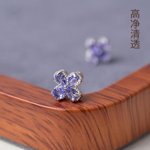 Chishe Tanzanite Earrings Women's s925 Silver National Trendy Earrings Niche Design Autumn and Winter Earrings New Chinese Style Earrings Style 1 S925 Silver Tanzanite Earrings