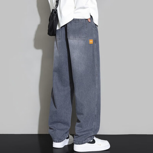 Foss Phil jeans men's autumn and winter new American retro wide-leg workwear youth loose straight long pants men HSNZ-G76 black 2XL (recommended 155-170Jin Jin equals 0.5 kg)