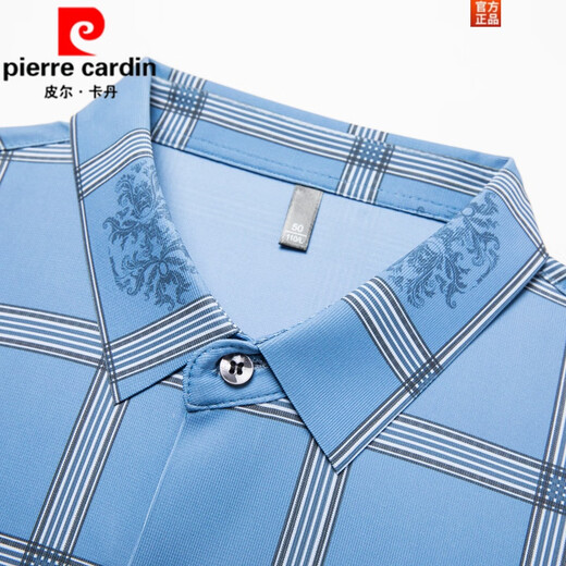 
Pierre cardin 2025 summer new plaid printed short-sleeved shirt for men fashionable thin casual shirt daddy clothes blue 9853 185/2XL suitable for 165-180Jin [Jin equals 0.5 kg]