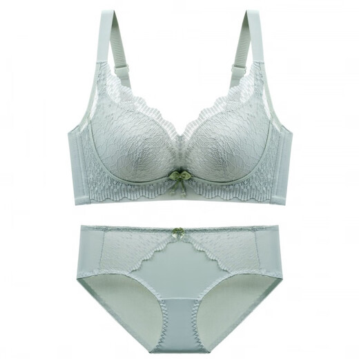 Modal wire-free comfortable lace set push-up sexy small breast underwear four-breasted breast-retracting bra for women skin color 805 set M 34/AB through cup