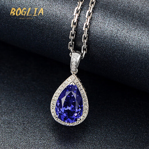 BOGLIA brand necklace for women, tanzanite inlaid with diamonds, 18 gold K pendant, clavicle chain, New Year's birthday gift, 1.2 carat tanzanite necklace