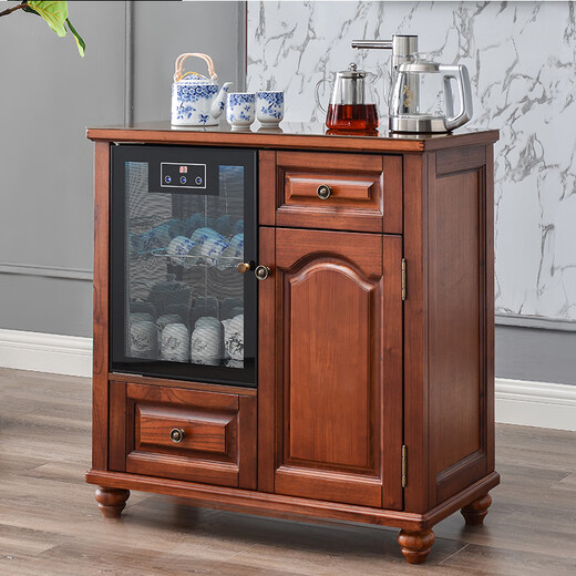 JPHZNB tea bar machine integrated table kettle cabinet home living room fully automatic intelligent solid wood belt integrated cabinet new Chinese style 6626 walnut color disinfectable warm