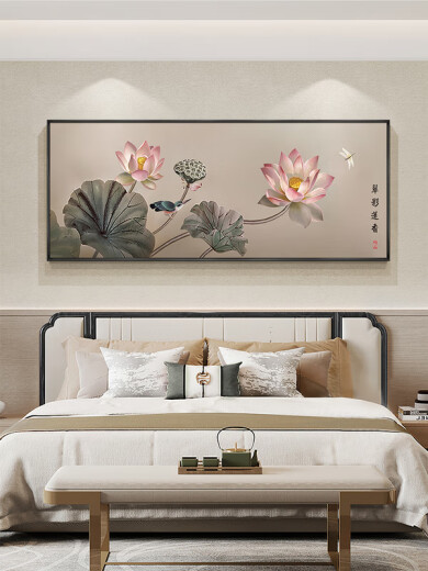 Highmax Nuevo estilo chino de la sala de estar Pintura de la sala de loto lotus pod colgar la pintura del dormitorio del dormitorio del dormitorio simple pintura al óleo pintada a mano pura cepillada yatitanium pintadora de aceite pintados a mano 14070