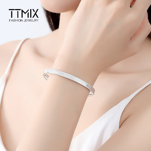 TTMIX imitation diamond platinum bracelet for women pt950 baby's breath platinum bracelet oval bracelet push button 56mm weight 17.58g width 5.1mm
