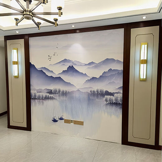 Yaotian New Chinese Style Wall Lamp Chinese Style Rectangular Living Room Background Wall TV Wall Lamp Simple Bedroom Bedside Aisle Lamp 2017 Black Gold Trumpet Three-Color Changing Light