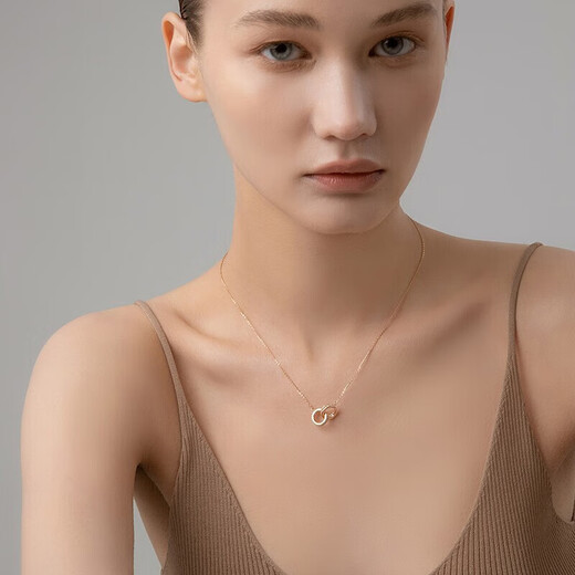 China Gold (CHINA GOLD) 18K gold necklace for women, rose gold Mobius pendant birthday gift for girlfriend, birthday wife, 18K gold Xiaoman waist chain, Jingsuda